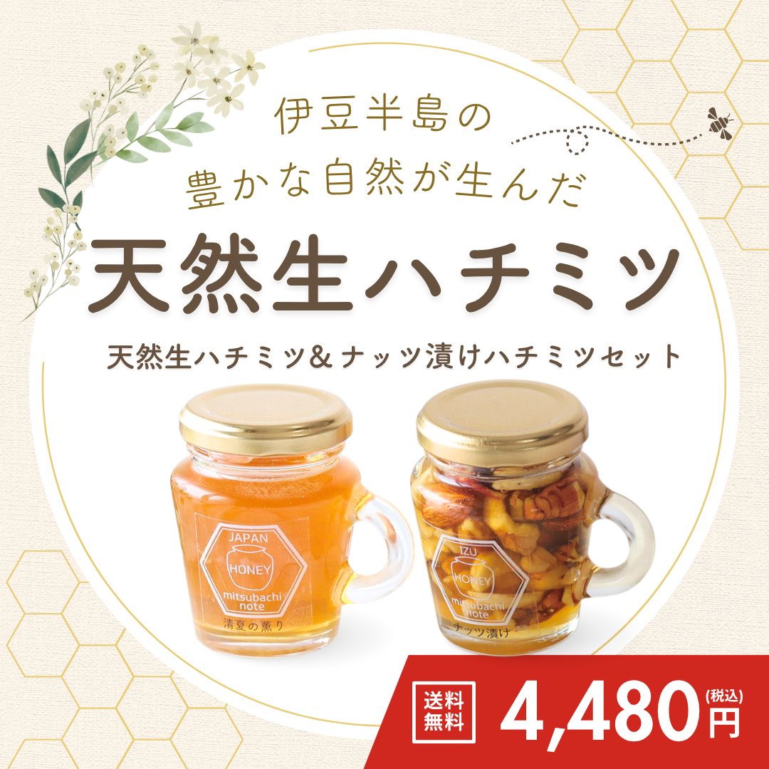 天然生ハチミツ＆ナッツ漬けハチミツセット【送料無料】