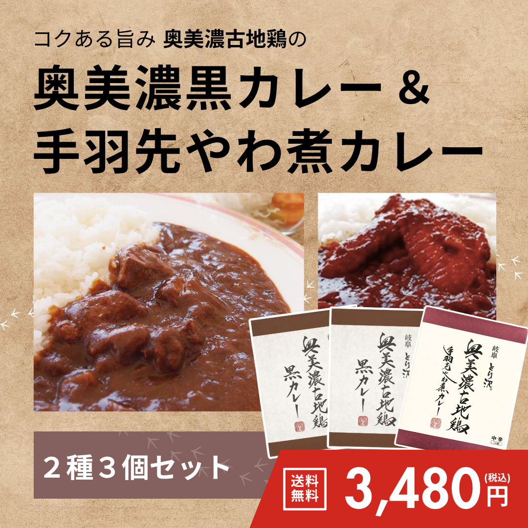 奥美濃古地鶏カレー3個セット【送料無料】
